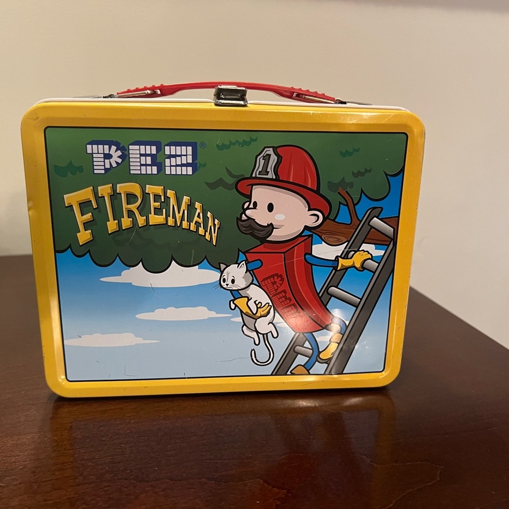 Pez Fireman Lunch Box and Thermos vintage